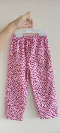 Ciepłe różowe spodnie dresowe panterka r.98-104