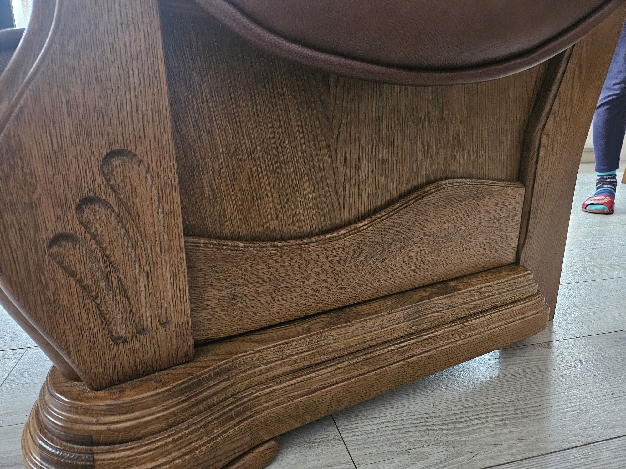 Zestaw kanap do salony prawdziwa skora drewno