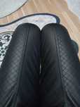 Spodnie legginsy woskowane czarne suwaczki