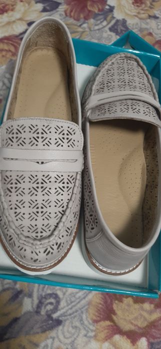 Летние кожаные туфли макасины 41-42 размера