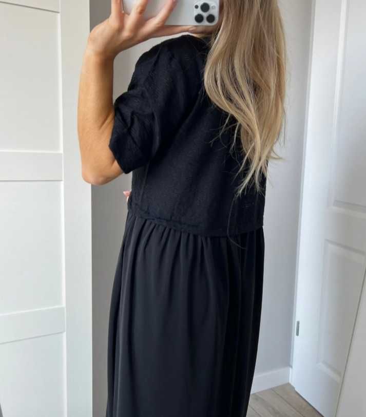 Zara czarna midi dluga maxi sukienka 38