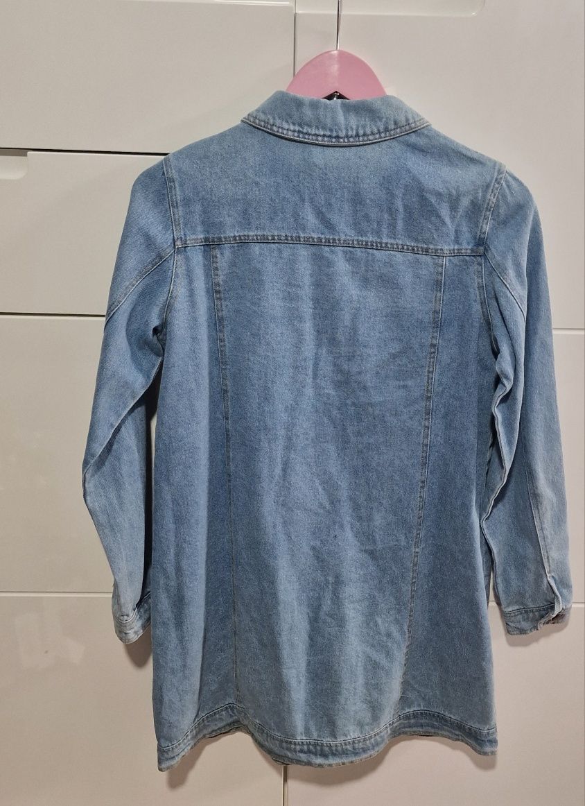 Długa Katana jeansowa kurtka płaszcz   36  S