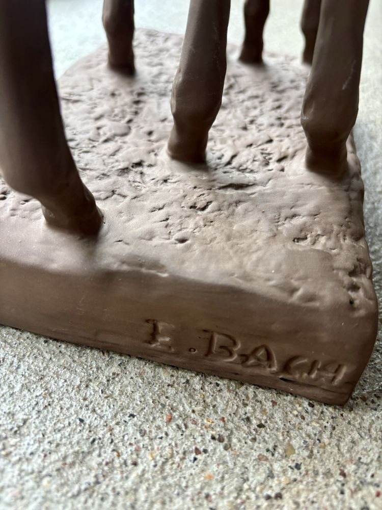 Unikatowa Figura Rzeźba 2 Konie Majolika Else Bach dla Karlsruhe 1930