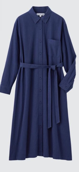Платье-рубашка UNIQLO,лён/хлопок,М