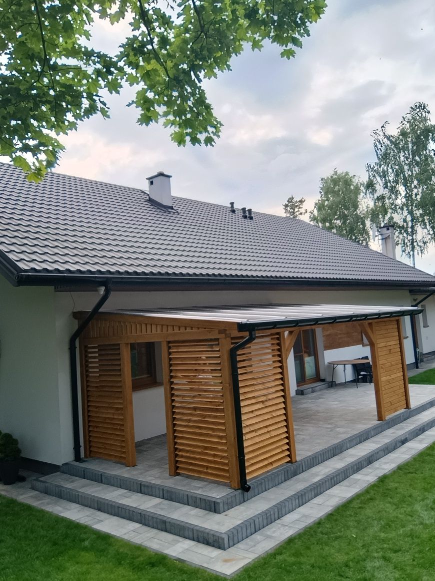 Zadaszenia tarasu wiaty drewniane garażowe carport zadaszenia z roletą