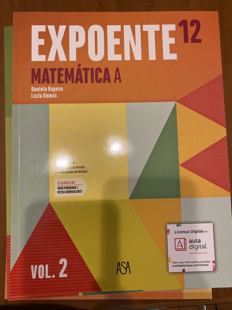 Manuais matematica A 12  volumes 1, 2 e 3 e caderno de acividades