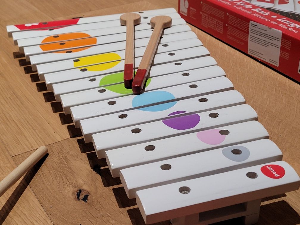 Janod cymbałki drewniane Confetti + zestaw instrumentów drewnianych