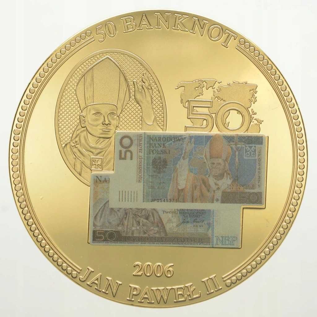 Moneta z banknotem 50 zł 2006 Jan Paweł II