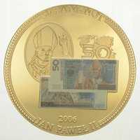 Moneta z banknotem 50 zł 2006 Jan Paweł II