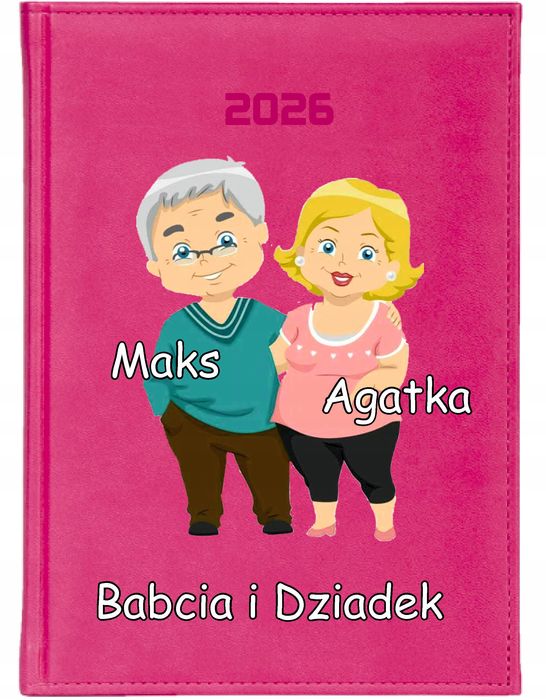 kalendarz a4 2026 dzienny ksiażkowy nadruk dla babci i dziadka twój