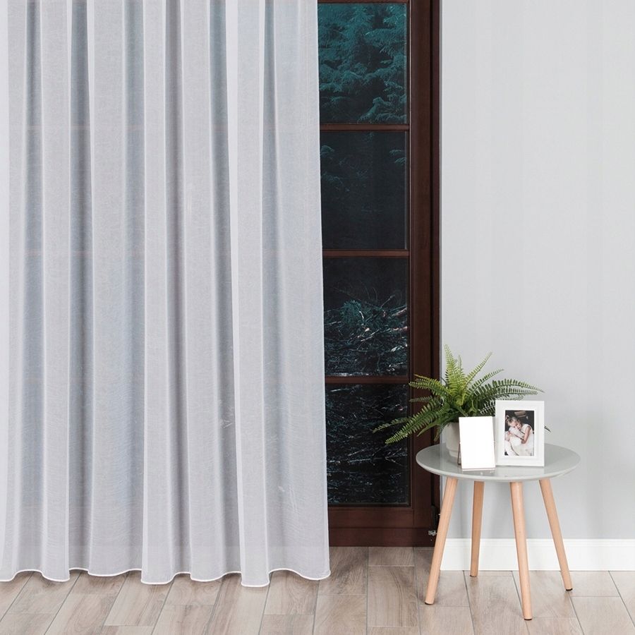 Firana biała gotowa z woalu kresz wys 50x220cm z taśmą do pokoju