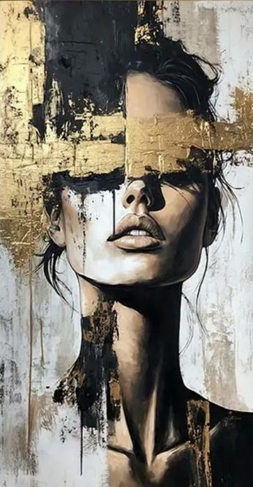 Obraz na płótnie nowoczesny 70x140 cm abstrakcja twarz kobieta