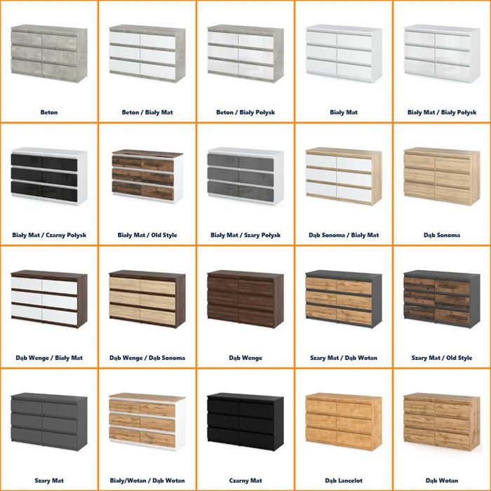 Komoda Nowoczesna Do Salonu Hugo 100cm Szafka 6 Szuflad Nowoczesna