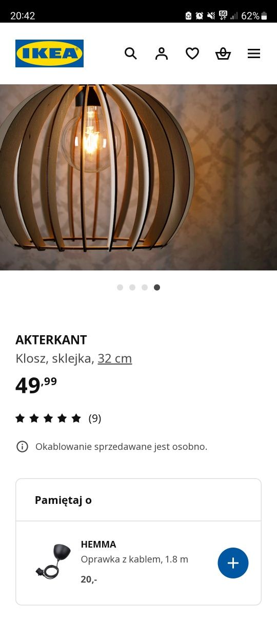 Lampa klosz akterkant hemma oświetlenie