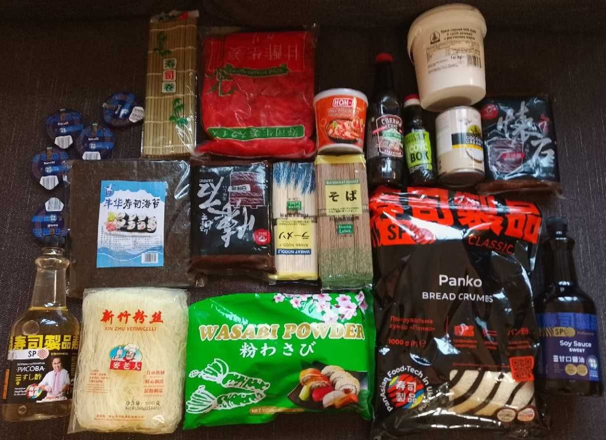 Норі суші рис імбир Ікра Masago Теріякі Унагі Темпура Мірін Лемонграсс