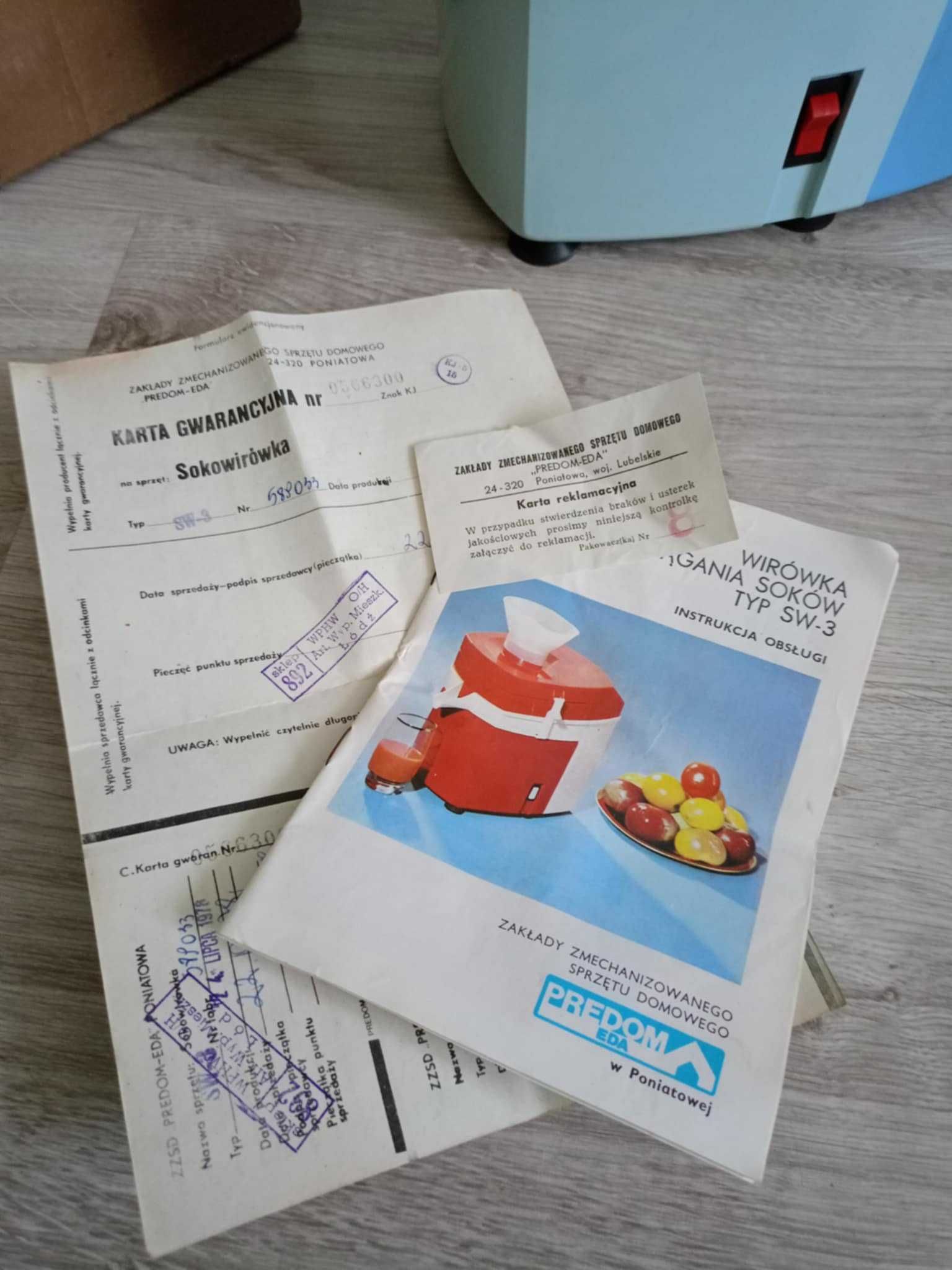 Sokowirówka SW-3 Predom EDA  PRL Jak Nowa - Moc 400w 78r.