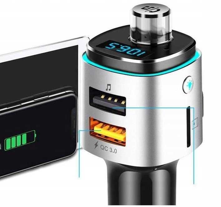 Verk Group BC42 transmiter samochodowy FM Bluetooth 2x USB 5.0 QC3.0
