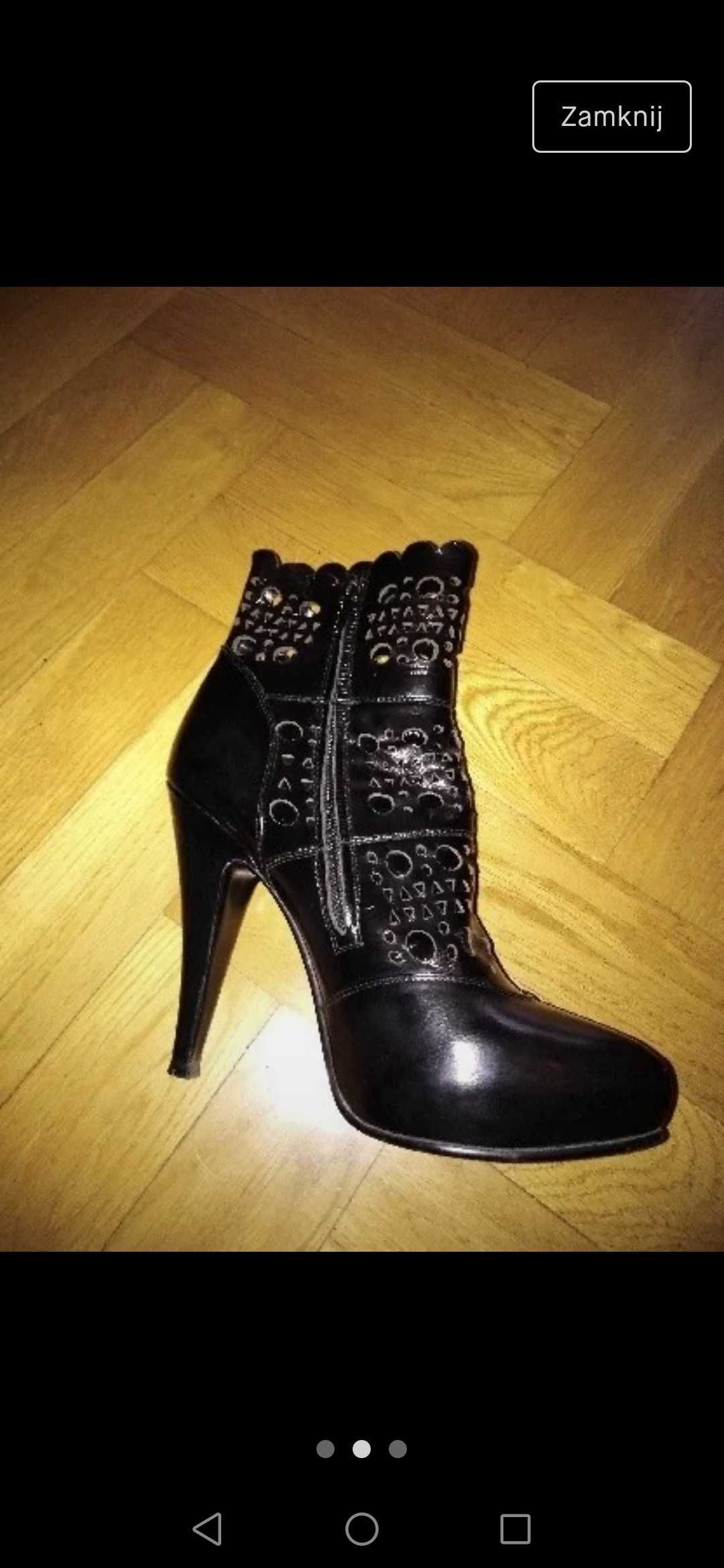 Skórzane buty na platformie rozm.38