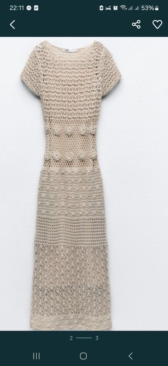 Sukienka szydełkowa limitowanej edycji r.38 Zara
