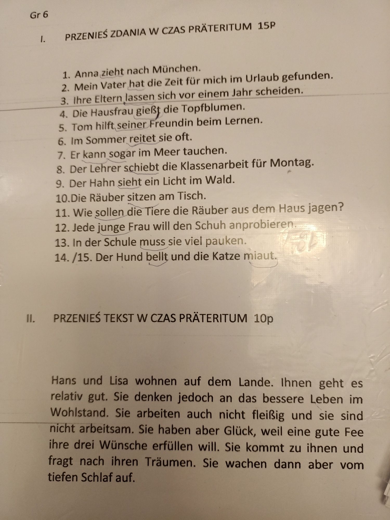 209 testów z czasu niemieckiego Praeteritum,