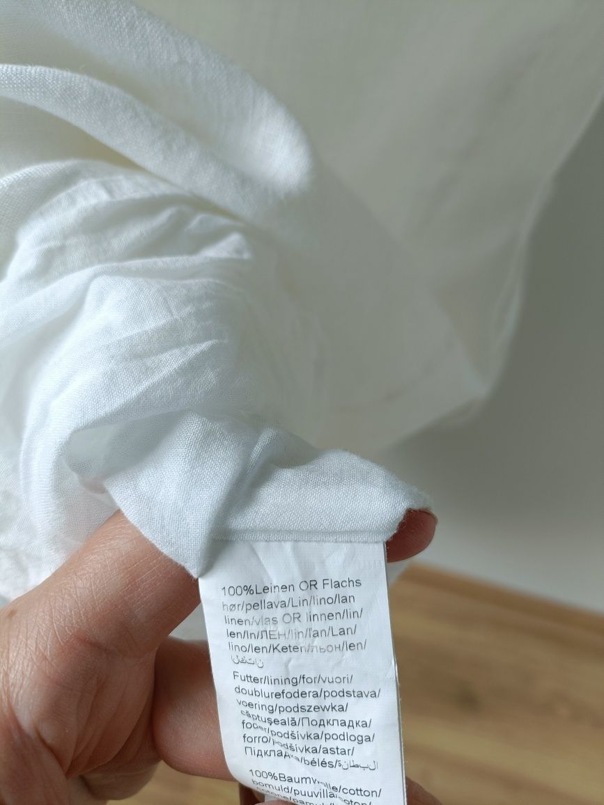 Lniana biała sukienka bez rękawów len 100% z lnu na lato letnie XS S 3