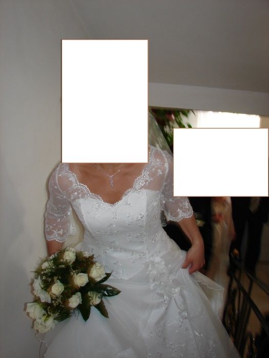 Suknia ślubna biała dwuczęściowa + welon rozmiar 38 / 40 wzrost 164