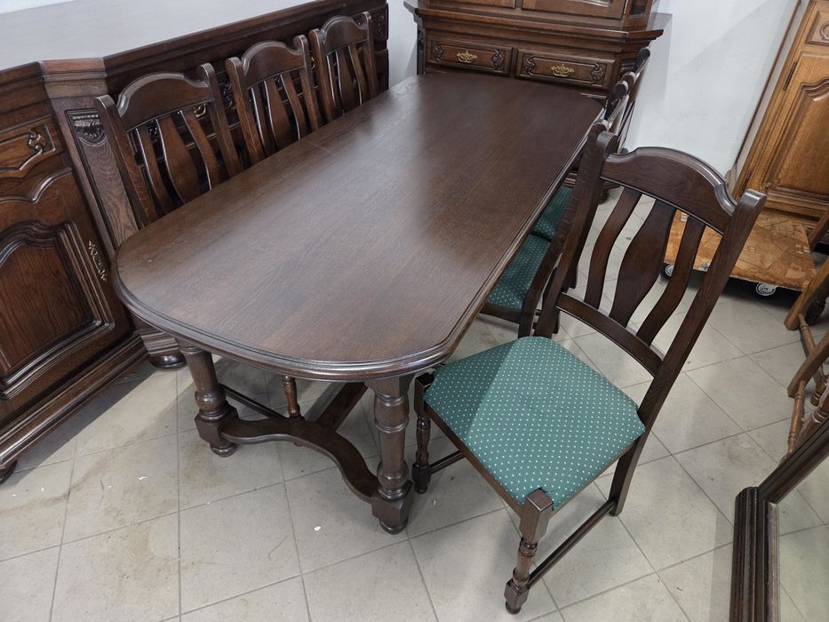 Jadalnia dębowa komoda witryna stół 6 krzeseł meble holenderskie