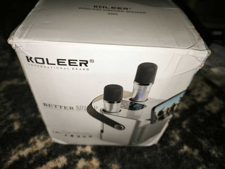 Караоке Bluetooth колонка Koleer с 2-мя микрофонами