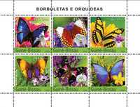 Znaczki Gwinea Bissau - Motyle , kwiaty blok