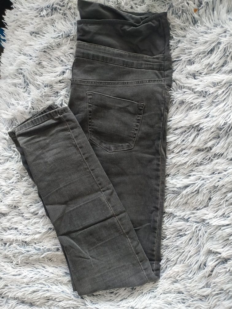 Spodnie ciążowe - szare jeansy rozmiar 40