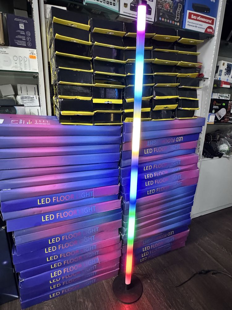 Лампа підлогова кутова торшерна smart rgb кольорова з пультом 120 см