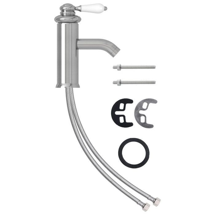 vidaXL Bateria umywalkowa, srebrna, 130x180 mm