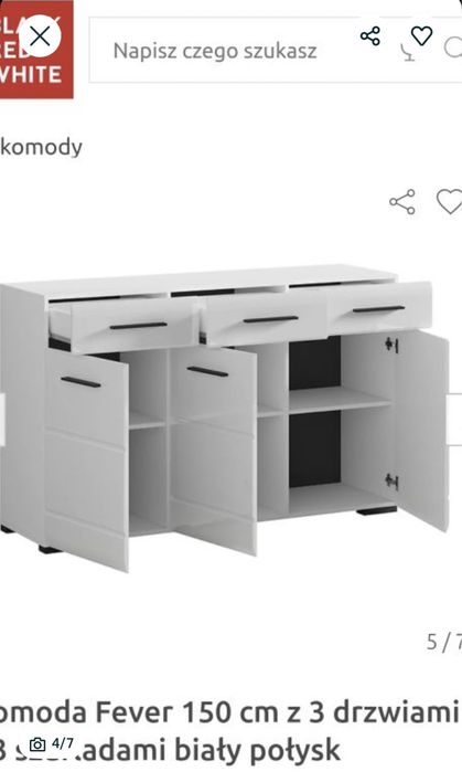 Komoda fever biały połysk BRW 150 cm