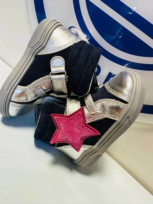 Bartek trzewiki skórzane  srebrne dla dziewczynki   22