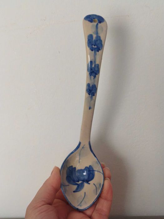 Łyżka wazowa ceramika Koło wzór kobalt