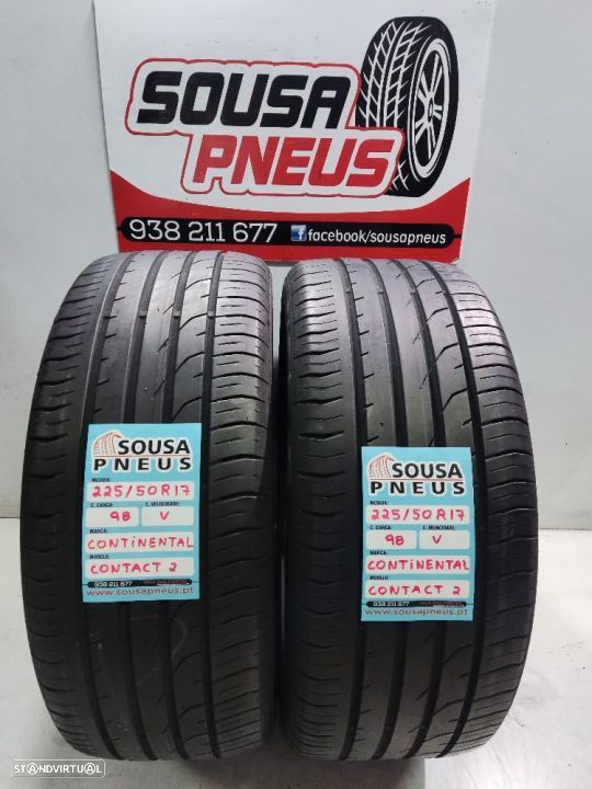 2 pneus semi novos 225-50r17 continental - oferta dos portes 110 EUROS