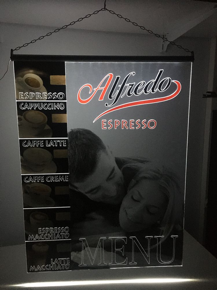 Neon,Menu kawowe podświetlane Alfredo Espresso