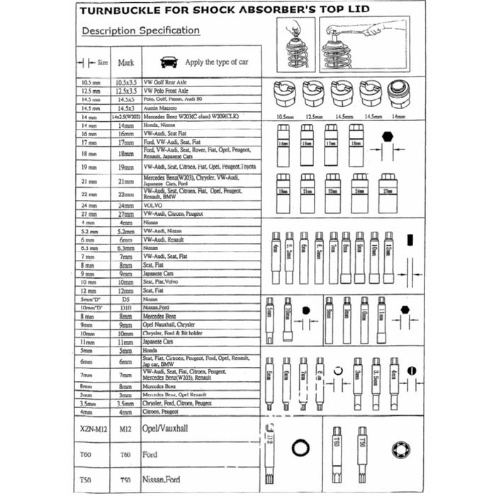 Набір насадок для обслуговування амортизаторів 43од. З тріскачкою