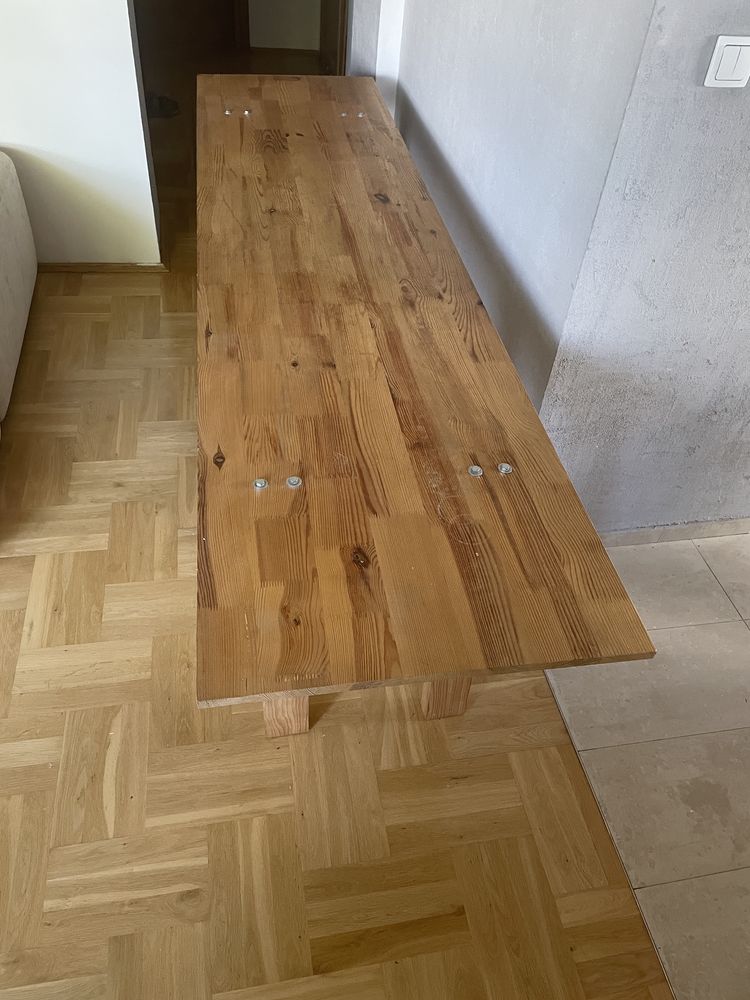 Szerokie biurko drewniane w stylu loftowym 240x60x76