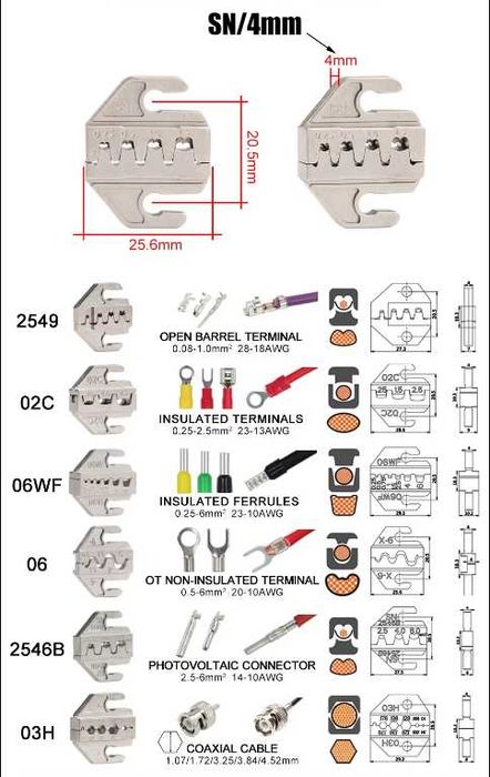 Крімпер матрица губки SN-03H/SN-06WF/SN-2546B/SN-58B