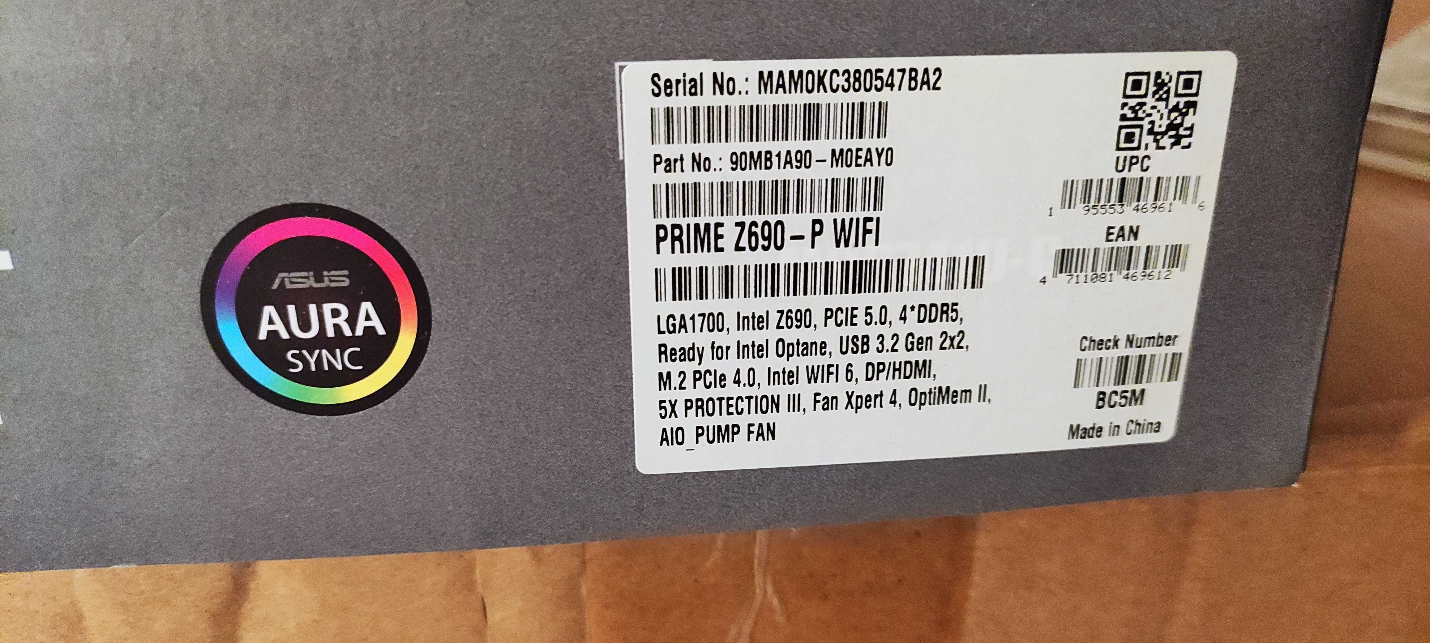 Intel core i9 12900k + asus prime z690p WiFi ddr5