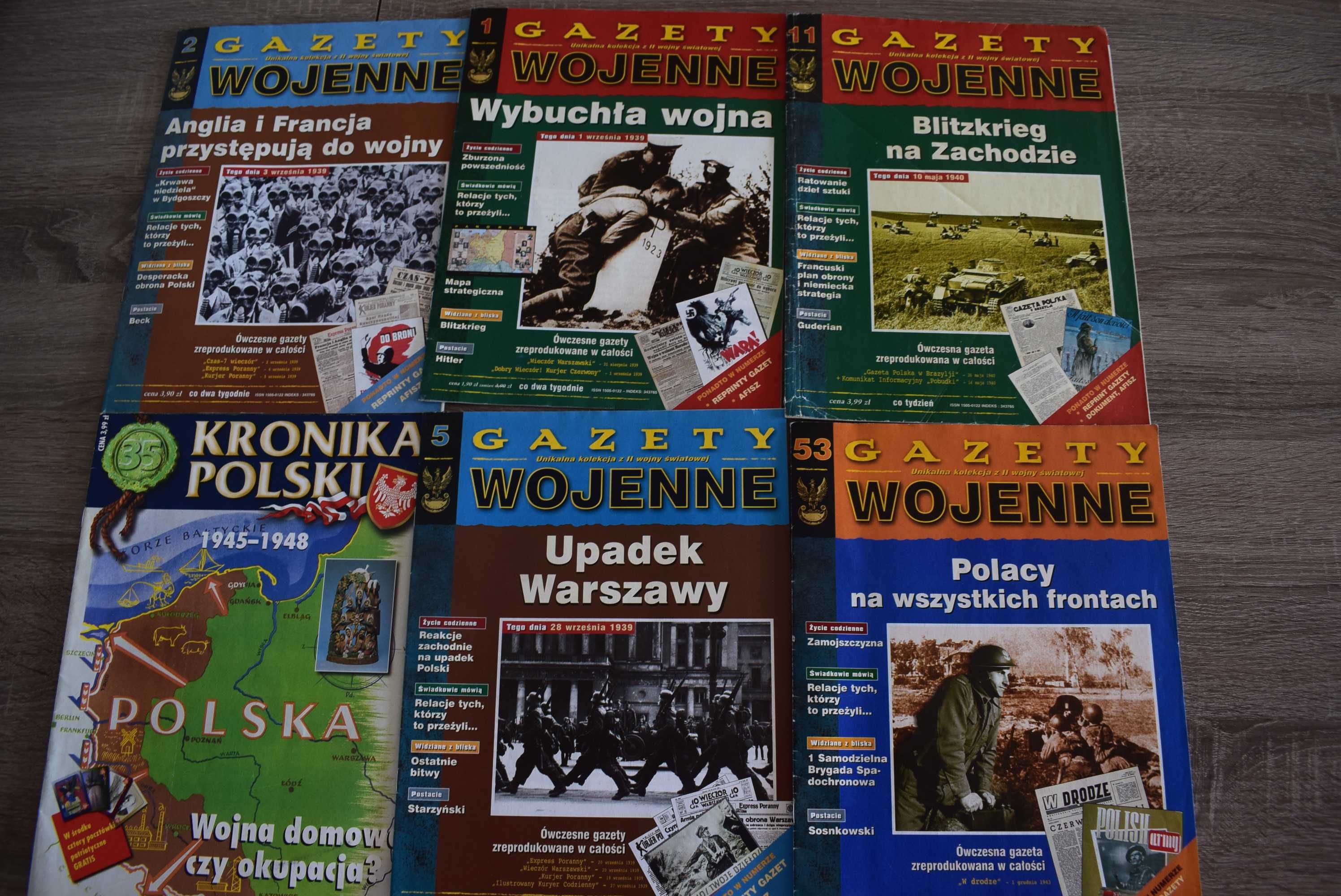 Gazety Wojenne - 5 sztuk plus kronika Polski.