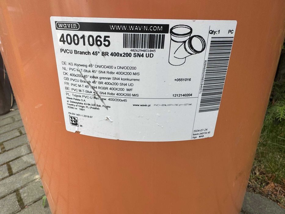 Trójnik PVC-U kan. zew. 400/200x45 Wavin