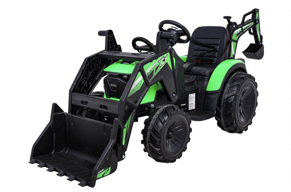 NAJWIĘKSZY Traktor Spycharko Ładowarka z przyczepą 24V 2 silniki 200W