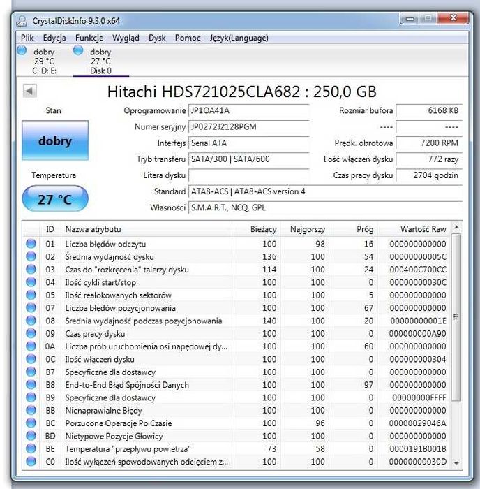 Dysk twardy Hitachi DeskStar HDS721025CLA682 250GB SATA II 3,5"