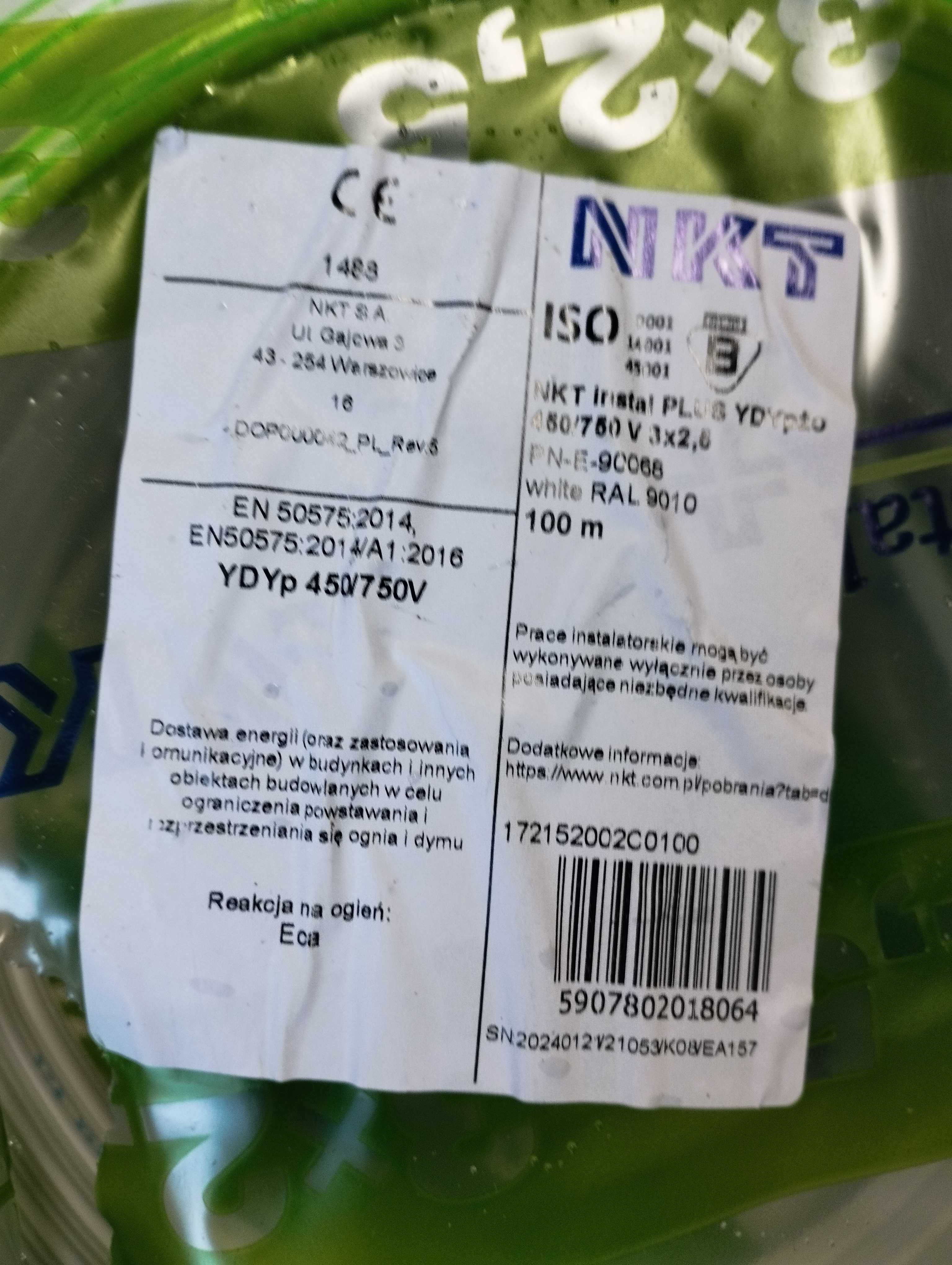 Przewody NKT elektryczne 3x2.5 ydyp