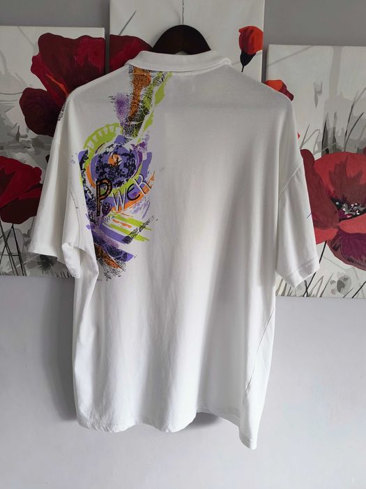 Koszulka polo męskie vintage retro 80 90 s kremowa power XL