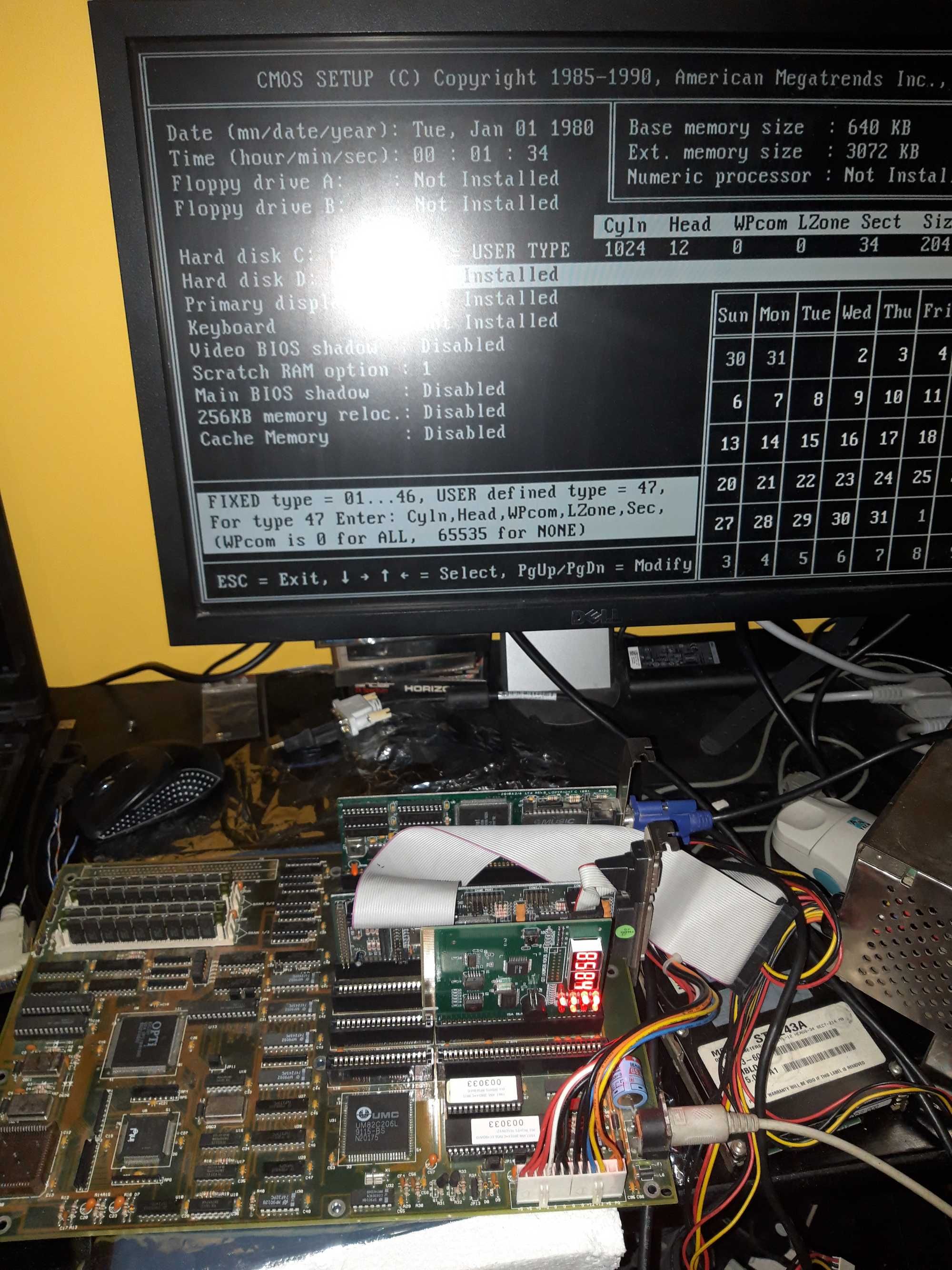 Płyta główna 386 z procesorem INTEL 386 SX-20 złącza ISA