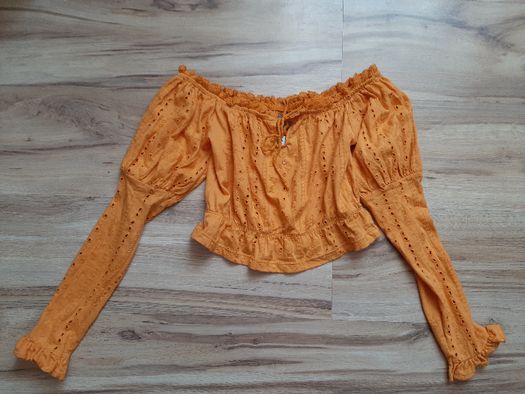 Asos crop top musztardowy dzianina 32