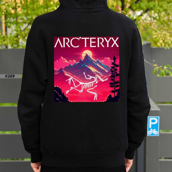 Худи Arcteryx Neon Горы Черное | Зипка Кофта Артерикс | Биг Лого Принт